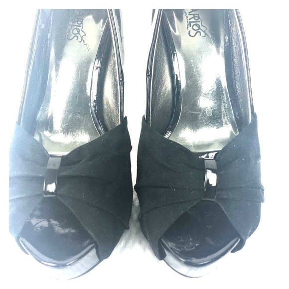 EUC-CARLOS Santana Patent Lthr/Suede PeepToe Heels - Picture 12 of 13